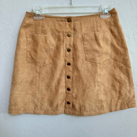 Darling Wild Blue Faux Suede Mini Skirt - Picture 1 of 7